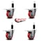 Service Caster 3.5'' Red Poly Swivel 1-1/4'' Expanding Stem Caster Set Total Lock Brake, 4PK SCC-EXTTL20S3514-PPUB-RED-114-4 - alternate 3